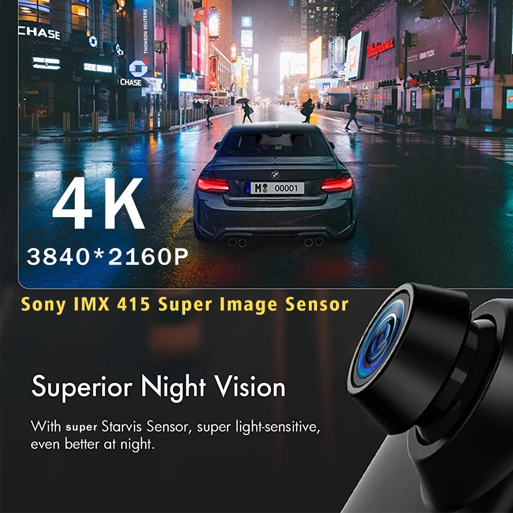 10" Dash Cam 4K 3840*2160P Car Dvr Carplay Android Auto GPS 5G WIFI AUX Stream RearView Mirror Dashcam Camera Drive Recorder FM
