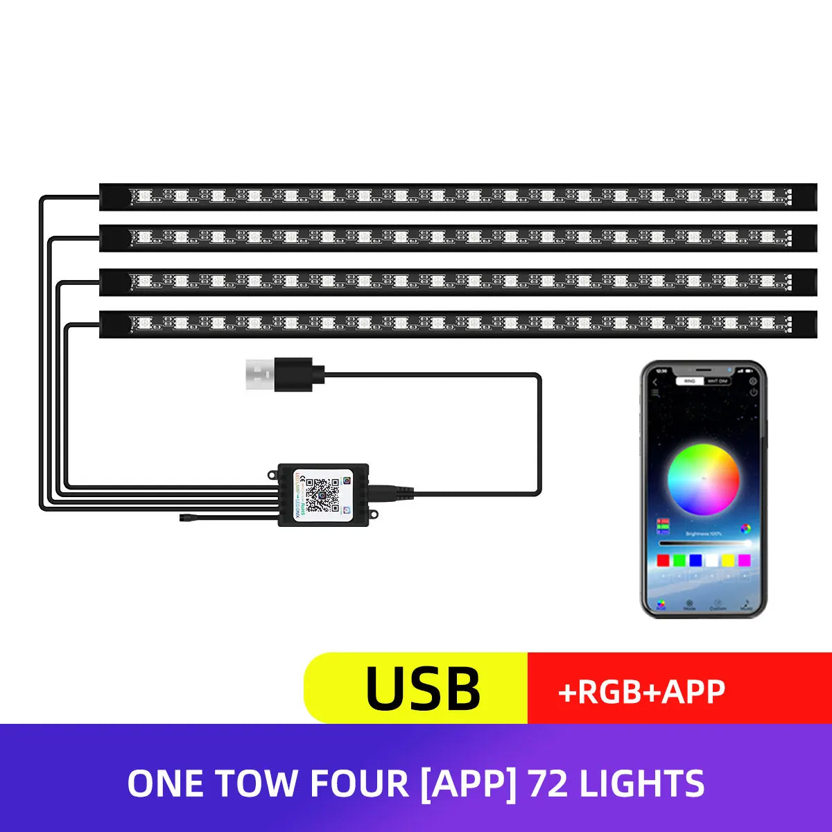 RGB APP LED Motorcycle Car Atmosphere Foot Light APP Control Flexible Waterproof Sound Control 12V Moto Decorative Lamp Strip