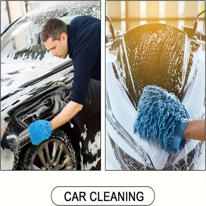 1 Chenille Plush Gloves for Car Cleaning Thickened Doublesided Car Cleaning Tools Ultrafine Fiber Car Washing Gloves