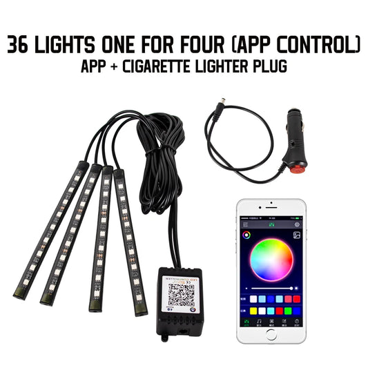 LED Car Foot Light Remote/Voice Control Ambient Lamp Auto Decoration 36/48/72 LED Atmosphere Lamp
