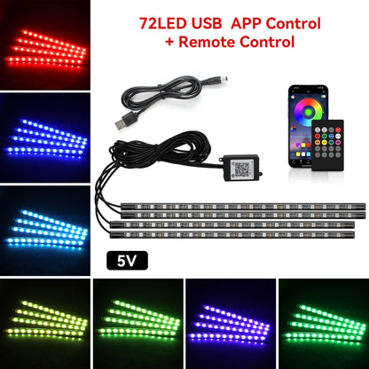 RGB Universal Car Ambient Lights LED Strip Interior Atmosphere Lamps 8 Colors Decorative Off Road 4x4 SUV Automobile Accessories
