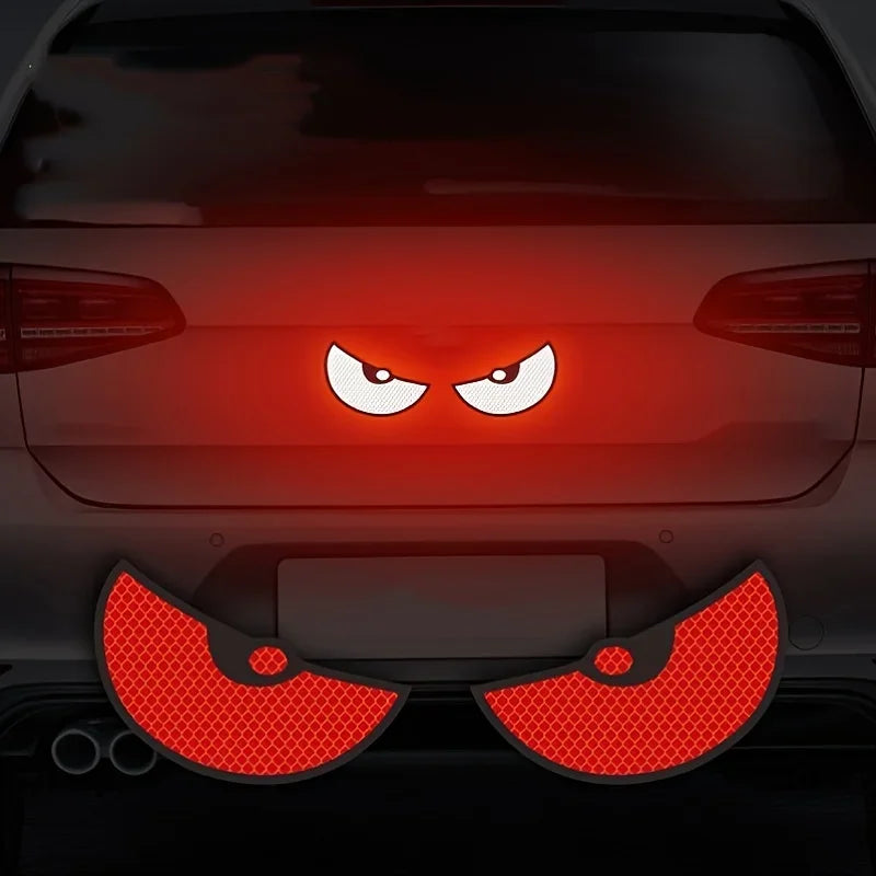 2pcs Car Reflective Safety Warning Tape Cat Eyes Pattern Night Driving Safety Decals for Auto Truck Motorcycle Reflector Sticker