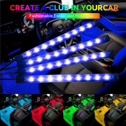 Led Car Foot Lamp Ambient Light RGB Usb App Remote Music Control Automotive Interior Decorative Neon Atmosphere Lights