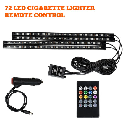 LED Car Foot Light Remote/Voice Control Ambient Lamp Auto Decoration 36/48/72 LED Atmosphere Lamp