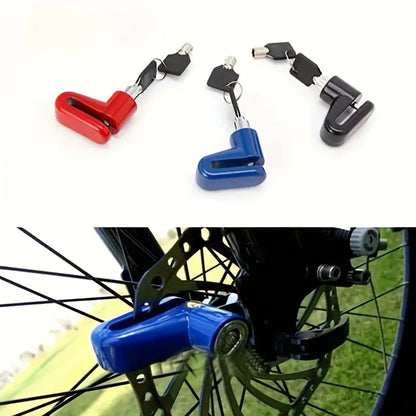 Motorcycle Disc Brake Lock Anti-Theft Security  Mountain Bike Durable Keyed Lock with 2 Keys, No Electricity or Battery Required