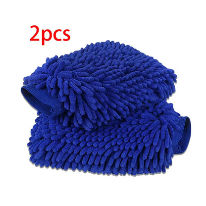1 Chenille Plush Gloves for Car Cleaning Thickened Doublesided Car Cleaning Tools Ultrafine Fiber Car Washing Gloves
