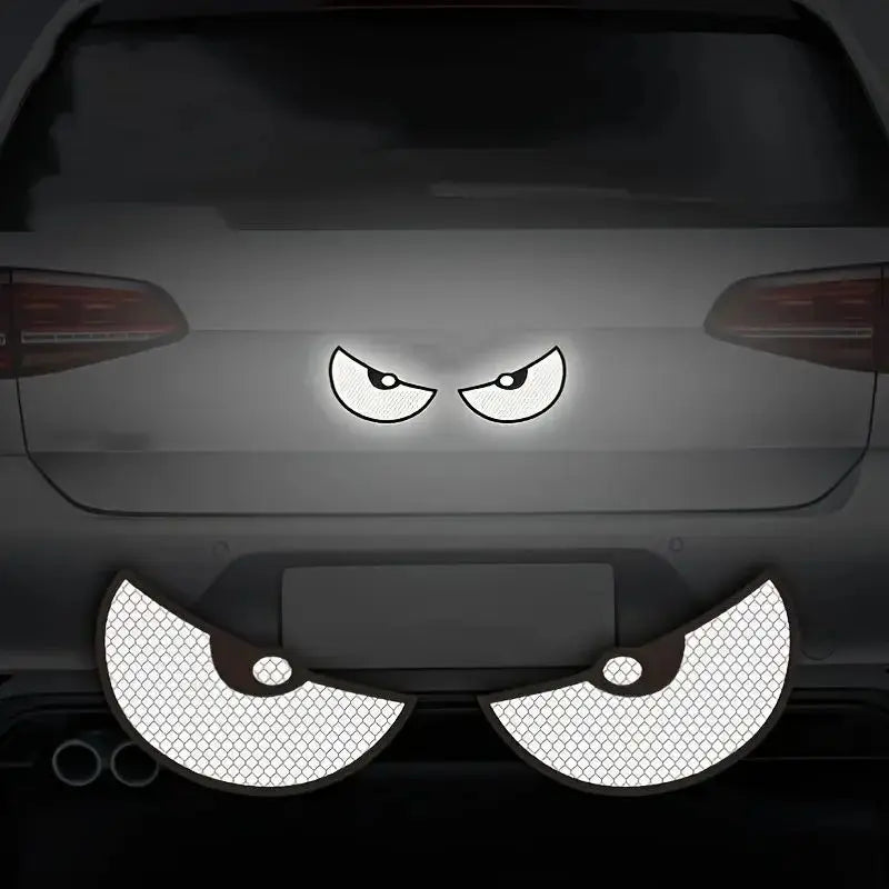 2pcs Car Reflective Safety Warning Tape Cat Eyes Pattern Night Driving Safety Decals for Auto Truck Motorcycle Reflector Sticker