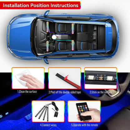 Led Car Foot Lamp Ambient Light RGB Usb App Remote Music Control Automotive Interior Decorative Neon Atmosphere Lights