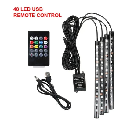RGB Universal Car Ambient Lights LED Strip Interior Atmosphere Lamps 8 Colors Decorative Off Road 4x4 SUV Automobile Accessories