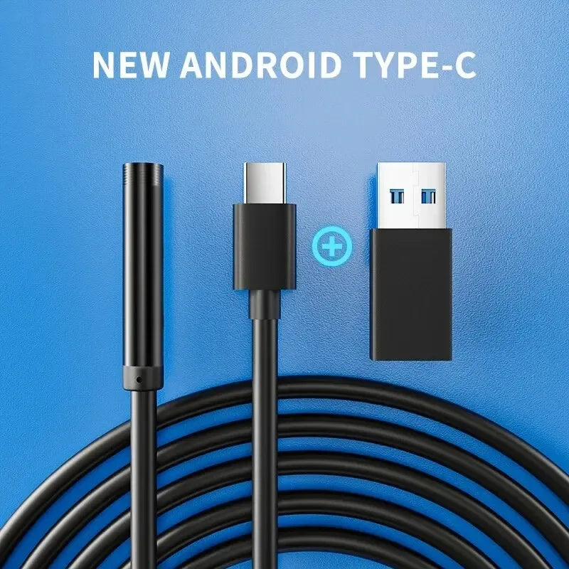 5.5/7.0MM Type-C Endoscope Camera IP67 Waterproof with 6 Adjustable LEDs USB Android Flexible Inspection Borescope for Phone PC