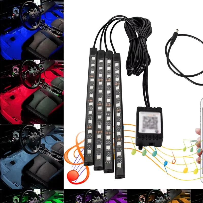 RGB Universal Car Ambient Lights LED Strip Interior Atmosphere Lamps 8 Colors Decorative Off Road 4x4 SUV Automobile Accessories