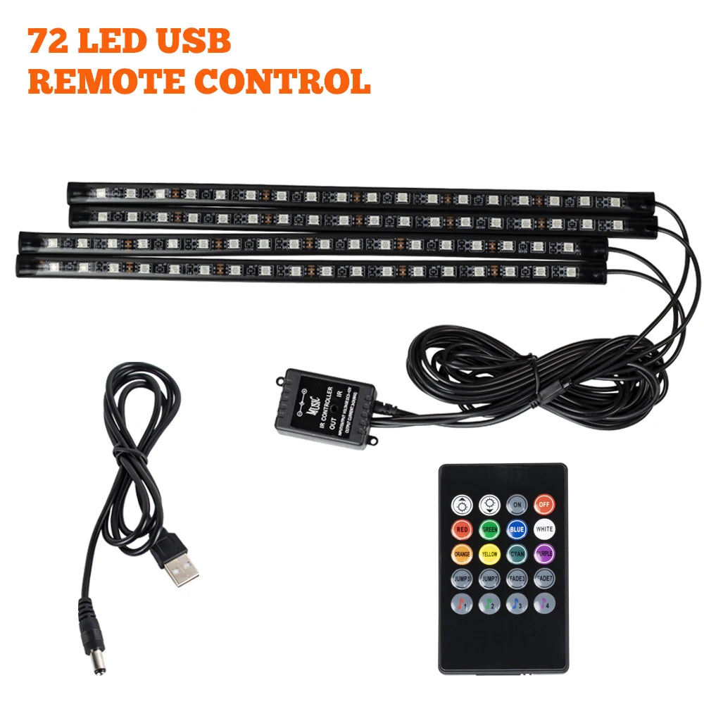 RGB Universal Car Ambient Lights LED Strip Interior Atmosphere Lamps 8 Colors Decorative Off Road 4x4 SUV Automobile Accessories