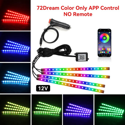 LED Car Foot Light Remote/Voice Control Ambient Lamp Auto Decoration 36/48/72 LED Atmosphere Lamp