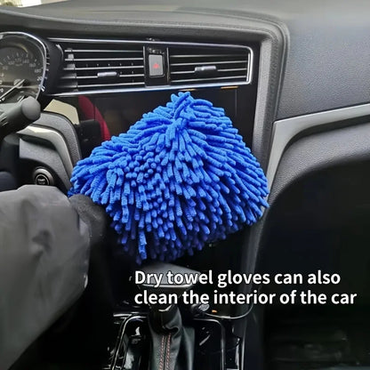1 Chenille Plush Gloves for Car Cleaning Thickened Doublesided Car Cleaning Tools Ultrafine Fiber Car Washing Gloves