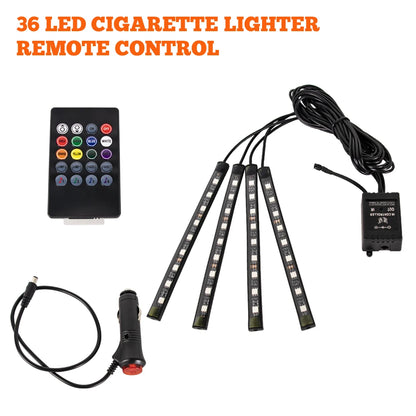 LED Car Foot Light Remote/Voice Control Ambient Lamp Auto Decoration 36/48/72 LED Atmosphere Lamp
