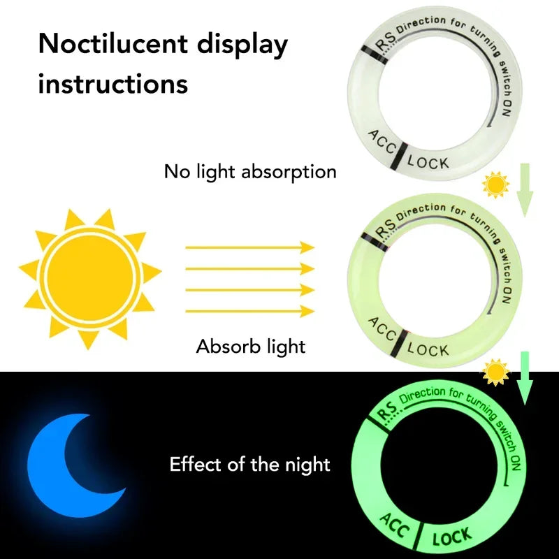 Night Luminous Car Ignition Key Ring Stickers Auto Motorcycle 3D Decals Decoration Key Fluorescent Circle