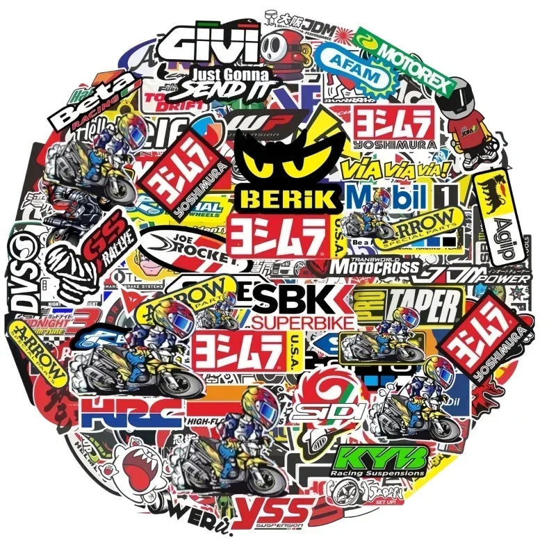 40/80/120pcs Random Motorcycle Ornamental Stickers Decals Bike Helmet Tank Racing Sponsor Logo Set for Kawasaki Honda Yamaha BMW