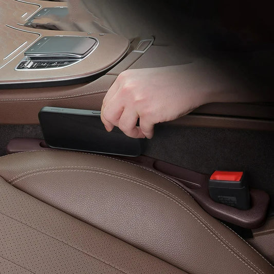 2pc Car Seat Gap Filler Organizer Pu Waterproof Car Seat Gap Plug Strip with 2 Grooves Seat Gap Storage Auto Interior Accessorie