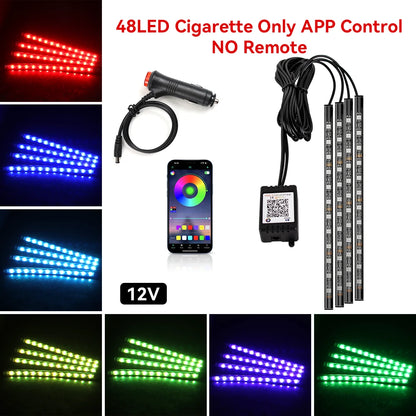 Led Car Foot Lamp Ambient Light RGB Usb App Remote Music Control Automotive Interior Decorative Neon Atmosphere Lights