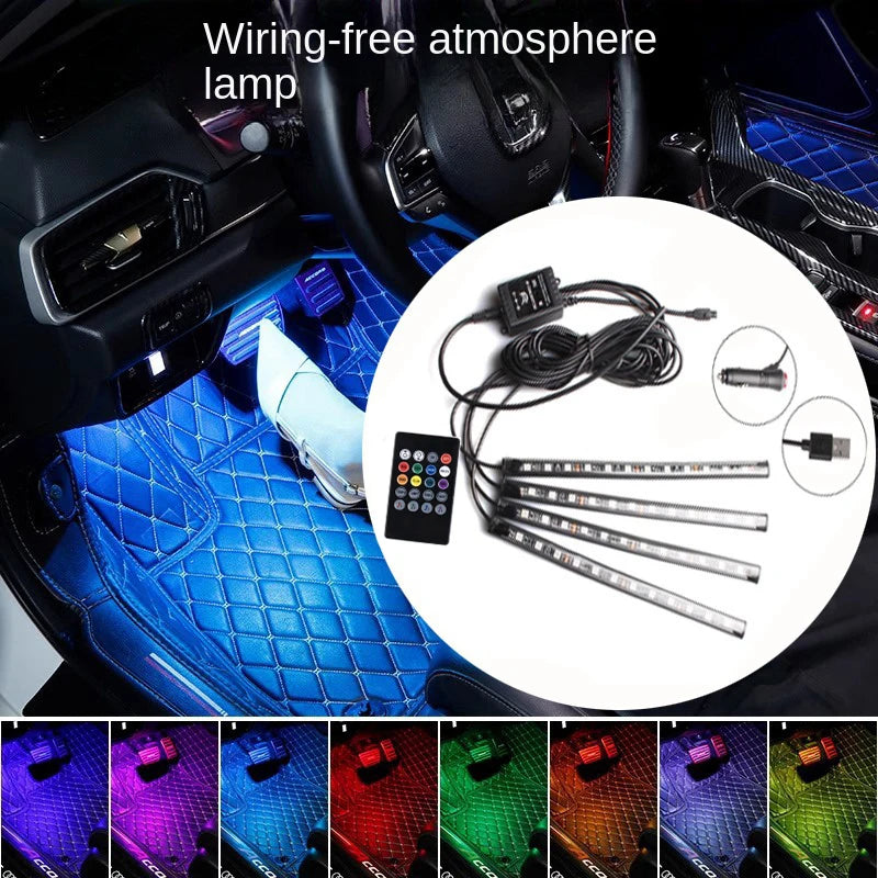 Universal Car RGB Ambient Lights LED Strip Interior Atmosphere Lamps 8 Colors Decorative Off Road 4x4 SUV Automobile Accessories
