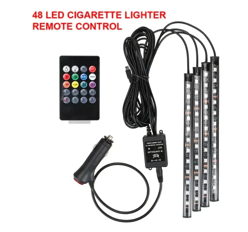 RGB Universal Car Ambient Lights LED Strip Interior Atmosphere Lamps 8 Colors Decorative Off Road 4x4 SUV Automobile Accessories