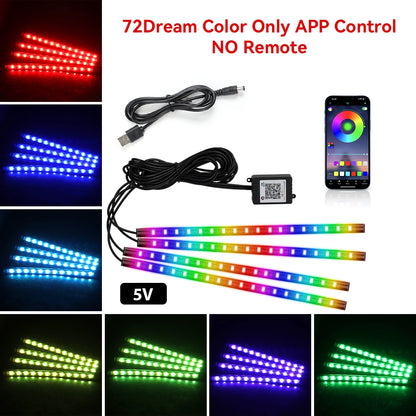 LED Car Foot Light Remote/Voice Control Ambient Lamp Auto Decoration 36/48/72 LED Atmosphere Lamp