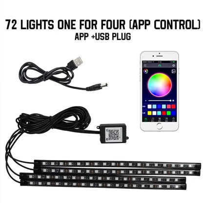 RGB Universal Car Ambient Lights LED Strip Interior Atmosphere Lamps 8 Colors Decorative Off Road 4x4 SUV Automobile Accessories