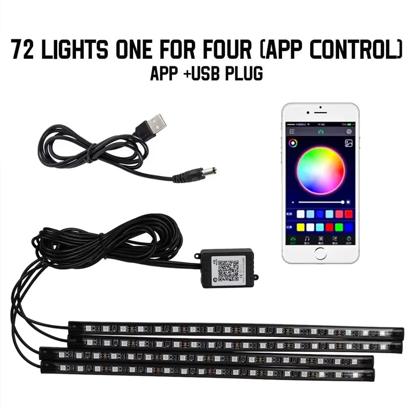 RGB Universal Car Ambient Lights LED Strip Interior Atmosphere Lamps 8 Colors Decorative Off Road 4x4 SUV Automobile Accessories
