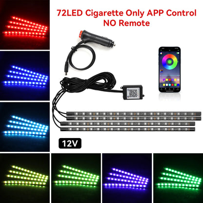 Led Car Foot Lamp Ambient Light RGB Usb App Remote Music Control Automotive Interior Decorative Neon Atmosphere Lights