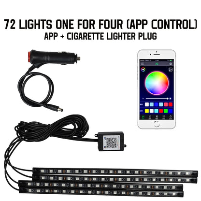 LED Car Foot Light Remote/Voice Control Ambient Lamp Auto Decoration 36/48/72 LED Atmosphere Lamp