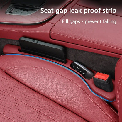 2pc Car Seat Gap Filler Organizer Pu Waterproof Car Seat Gap Plug Strip with 2 Grooves Seat Gap Storage Auto Interior Accessorie