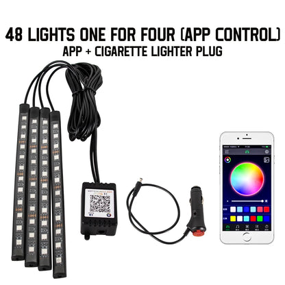 RGB Universal Car Ambient Lights LED Strip Interior Atmosphere Lamps 8 Colors Decorative Off Road 4x4 SUV Automobile Accessories